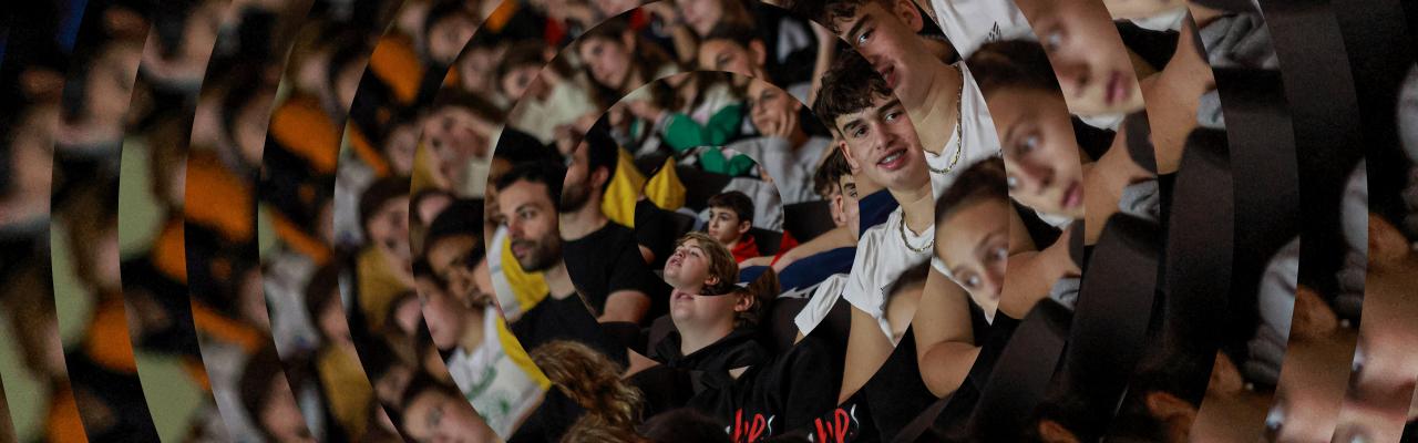 photographie des enfants du public de Pariscience, modifiée par spirale